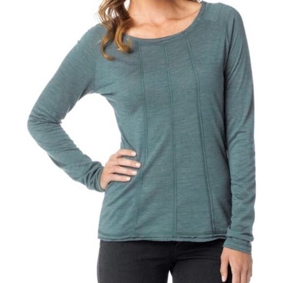 prAna Chrissa Wool Base Layer Long Sleeve Top Crew Neck Heather Green XS - Picture 1 of 5